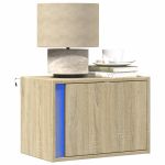 Noptiere montate pe perete cu lumini LED, 2 buc., stejar sonoma GartenMobel Dekor