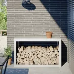 Rastel pentru lemne de foc, alb, 100x40x60 cm, oțel GartenMobel Dekor