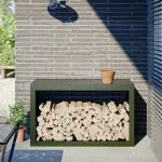 Rastel pentru lemne de foc, verde, 100x40x60 cm, oțel GartenMobel Dekor