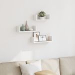 Raft de perete, 3 buc., alb, lemn prelucrat GartenMobel Dekor