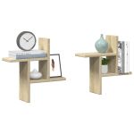 Rafturi perete 2 buc. stejar sonoma 38x12x38 cm lemn prelucrat GartenMobel Dekor