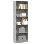 Bibliotecă, gri beton, 60x24x176 cm, lemn prelucrat GartenMobel Dekor