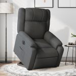 Fotoliu electric rabatabil cu ridicare, gri închis, textil GartenMobel Dekor