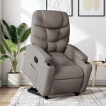 Fotoliu electric rabatabil cu ridicare, gri taupe, textil GartenMobel Dekor