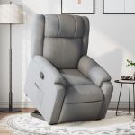 Fotoliu rabatabil cu ridicare, gri deschis, material textil GartenMobel Dekor