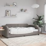 Cadru de pat, gri taupe, 100 x 200 cm, material textil GartenMobel Dekor