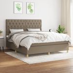 Pat box spring cu saltea, gri taupe, 160x200 cm material textil GartenMobel Dekor