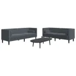 Set canapele Chesterfield cu perne rulou, 2 piese, gri, catifea GartenMobel Dekor