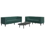 Set canapele Chesterfield cu perne rulou 2 piese verde catifea GartenMobel Dekor