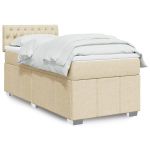 Pat box spring cu saltea, crem, 90x200 cm, textil GartenMobel Dekor