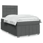 Pat box spring cu saltea, gri închis, 120x190 cm, textil GartenMobel Dekor