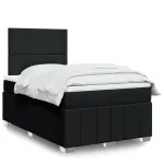 Pat box spring cu saltea, negru, 120x190 cm, catifea GartenMobel Dekor