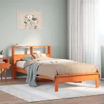 Pat bibliotecă fără saltea maro ceruit 75x190 cm lemn masiv pin GartenMobel Dekor