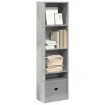 Bibliotecă, gri beton, 40x24x143 cm, lemn prelucrat GartenMobel Dekor