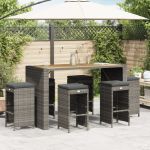 Scaune de bar pentru grădină cu perne 6 buc. gri, poliratan GartenMobel Dekor