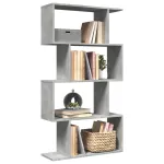Bibliotecă/separator 4 niveluri gri beton 70x24x129cm lemn GartenMobel Dekor