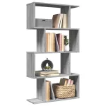 Bibliotecă/separator 4 niveluri sonoma gri 70x24x129cm lemn GartenMobel Dekor