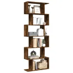 Bibliotecă/separator 6 niveluri stejar fumuriu 70x24x193cm lemn GartenMobel Dekor