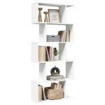 Bibliotecă/separator cameră 5 niveluri, alb, 70x24x161 cm, lemn GartenMobel Dekor