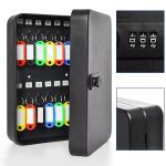 Cutie metalica cu cifru pentru depozitare chei, fixare perete, 48 brelocuri, 25x20x7.5 cm, negru MultiMark GlobalProd