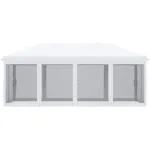 Pavilion/foisor pentru gradina/terasa, cadru metalic, cu plasa pentru insecte, alb si negru, 5.85x2.95x2.70 m GartenVIP DiyLine