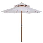 Umbrela gradina/terasa, acoperis dublu pentru ventilatie, stalp lemn, alb, 265 cm GartenVIP DiyLine