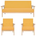 Set de canapele, 3 piese, galben, material textil GartenMobel Dekor