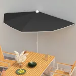Umbrelă de grădină cu stâlp, negru, 180x90 cm, semirotundă GartenMobel Dekor