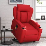 Fotoliu de masaj rabatabil vertical, roșu, piele ecologică GartenMobel Dekor