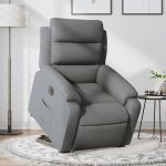 Fotoliu electric rabatabil cu ridicare, gri închis, textil GartenMobel Dekor