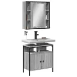 Set mobilier de baie, 2 piese, gri sonoma, lemn prelucrat GartenMobel Dekor