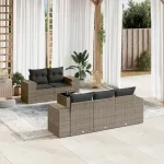 Set mobilier grădină cu perne, 6 piese, gri, poliratan GartenMobel Dekor