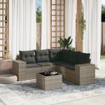 Set mobilier grădină cu perne, 6 piese, gri, poliratan GartenMobel Dekor