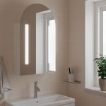 Dulap cu oglindă de baie cu LED, alb, 42x13x70 cm, arcuit GartenMobel Dekor