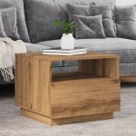 Măsuță de cafea cu lumini LED, stejar artizanal, 50x49x40 cm GartenMobel Dekor