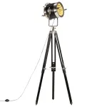 Lampă de podea cu trepied, negru, 171 cm, lemn masiv de mango      GartenMobel Dekor