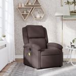 Fotoliu de masaj rabatabil, maro închis, material textil GartenMobel Dekor