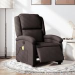 Fotoliu electric de masaj rabatabil, maro închis, textil GartenMobel Dekor
