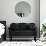 Banchetă cu perne, negru, 120,5x65x75 cm, catifea GartenMobel Dekor