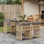 Set mobilier pentru grădină, 5 piese, cu perne, bej, poliratan GartenMobel Dekor