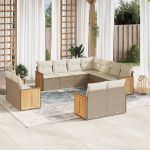 Set canapele de grădină cu perne, 11 piese, bej, poliratan GartenMobel Dekor