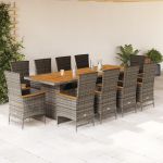 Set mobilier de grădină cu perne, 11 piese, gri, poliratan GartenMobel Dekor