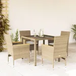 Set mobilier de grădină cu perne 5 piese bej poliratan & sticlă GartenMobel Dekor
