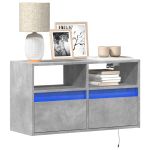 Comodă TV de perete cu lumini LED, gri beton, 80x31x45 cm GartenMobel Dekor