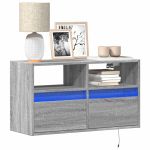 Comodă TV de perete cu lumini LED, gri sonoma, 80x31x45 cm GartenMobel Dekor