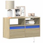 Comodă TV de perete cu lumini LED, stejar sonoma, 80x31x45 cm GartenMobel Dekor