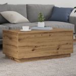 Măsuță de cafea cu lumini LED, stejar artizanal, 90x50x40 cm GartenMobel Dekor