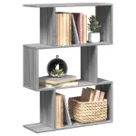 Bibliotecă/separator 3 niveluri sonoma gri 70x24x97 cm lemn GartenMobel Dekor