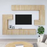 Dulap TV montat pe perete, stejar sonoma, lemn prelucrat GartenMobel Dekor