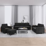 Set de canapele, 4 piese, negru, catifea GartenMobel Dekor